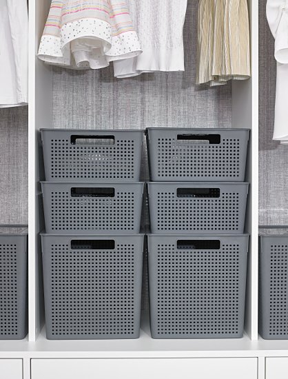 Коробка для хранения 29.4x29.4x15.1 см квадратная цвет серый