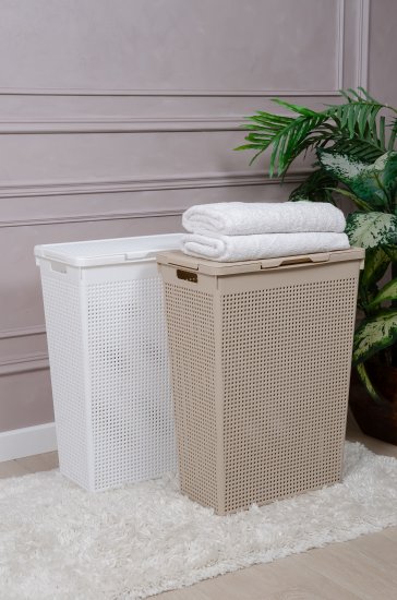 Корзина для белья Виолет Лофт 50л 45x60x26 см цвет белый