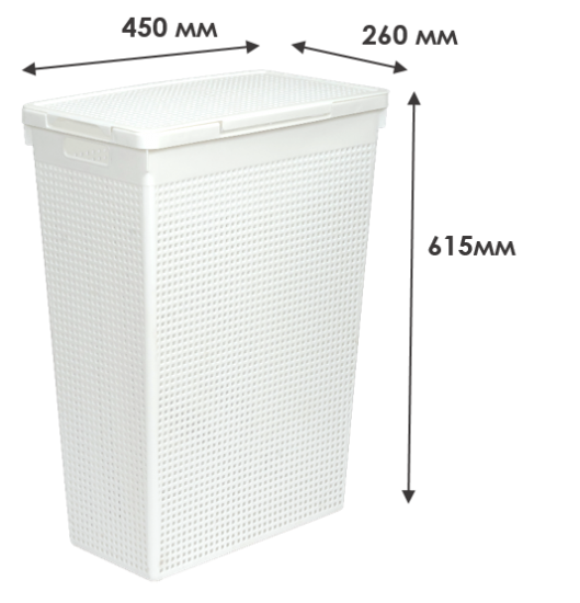 Корзина для белья Виолет Лофт 50л 45x60x26 см цвет белый