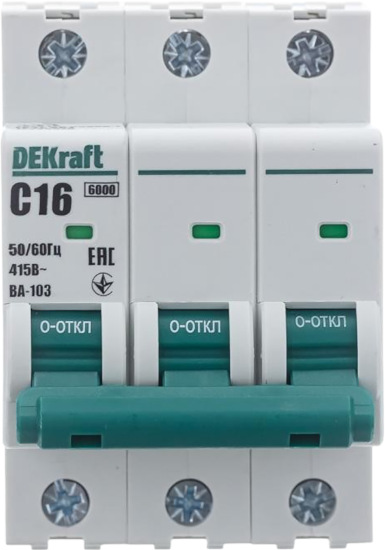 Автоматический выключатель Dekraft ВА-103 3P C16 А 6 кА 12305DEK