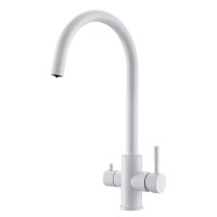 Смеситель для кухни Corsa Deco Pride белый с высоким изливом с подключением к фильтру однорычажный (966381)