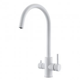 Смеситель для кухни Corsa Deco Pride белый с высоким изливом с подключением к фильтру однорычажный (966381)