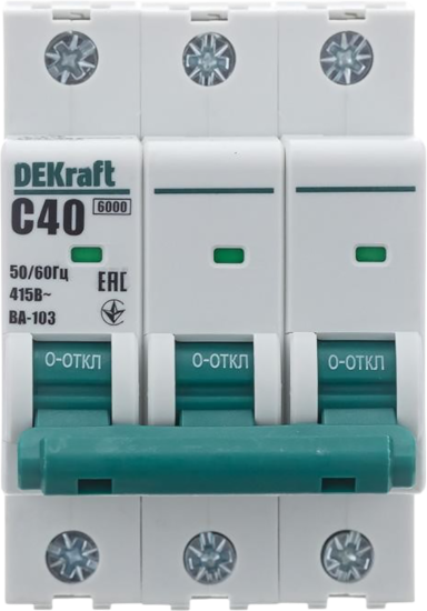 Автоматический выключатель Dekraft ВА-103 3P C40 А 6 кА 12309DEK