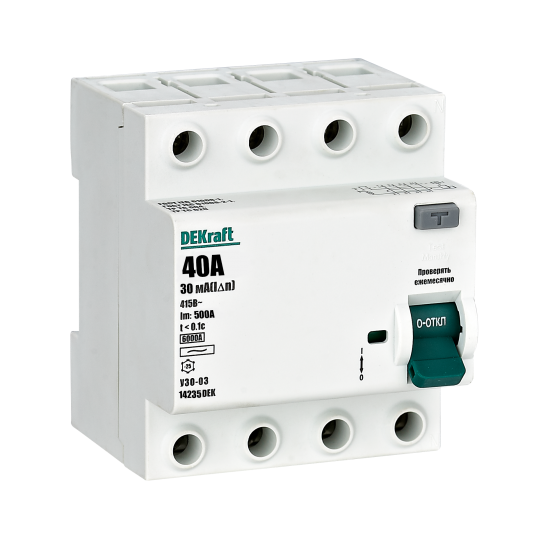 УЗО Dekraft 4P 40 A 30 мА 6 кА AC 14235DEK