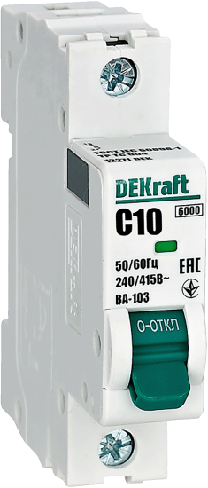 Автоматический выключатель Dekraft ВА-103 1P C10 A 6 кА 12271DEK