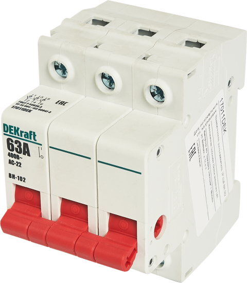 Выключатель-разъединитель Dekraft ВН-102 63 А 3P 63 А 17011DEK