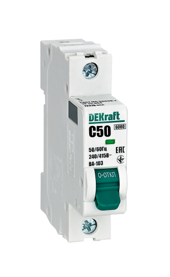 Автоматический выключатель Dekraft ВА-103 1P C50 А 6 кА 12278DEK