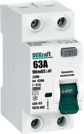 УЗО Dekraft 2P 63 A 100 мА 6 кА AC 14219DEK