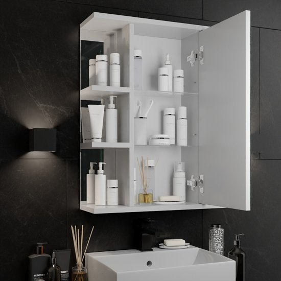 Шкаф зеркальный подвесной Универсал с полками 60x71 см цвет белый