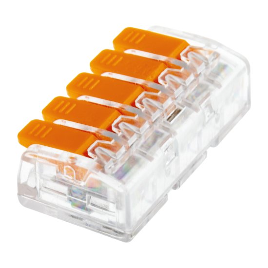 Клеммы соединительные монтажные с рычажком Duwi СМК 222-415 5-проводные 4мм² прозрачные 5шт 26615 0