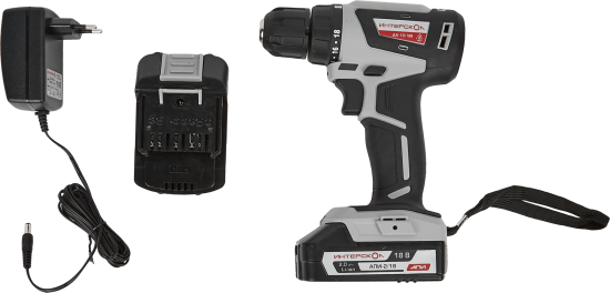 Дрель-шуруповерт аккумуляторная бесщеточная Интерскол ДА-10/18В МиниМАКС, 18 В Li-ion 2x2 Ач