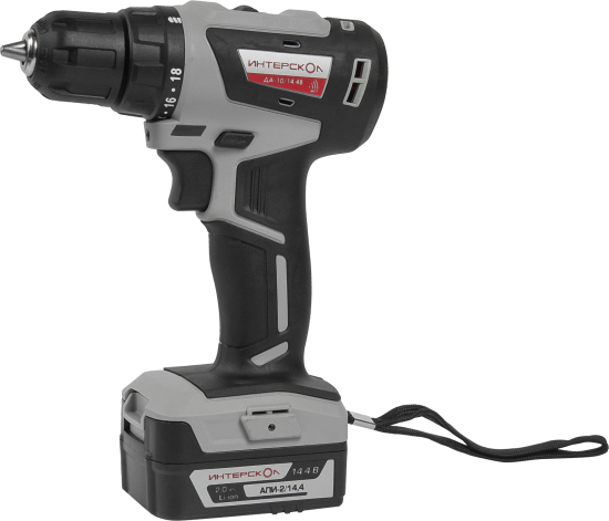 Дрель-шуруповерт аккумуляторная бесщеточная Интерскол ДА-10/14.4В МиниМАКС, 14.4 В Li-ion 2x2 Ач