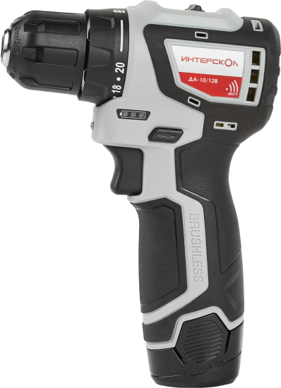 Дрель-шуруповерт аккумуляторная бесщеточная Интерскол ДА-10/12В 687.1.2.70 МиниМАКС, 12 В Li-ion 2x1.5 Ач