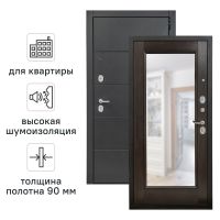 Дверь входная металлическая Порта Р-3 98x205 см правая цвет графит про/венге вералинга с зеркалом