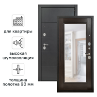 Дверь входная металлическая Порта Р-3 98x205 см правая цвет графит про/венге вералинга с зеркалом
