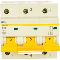 Модульный автомат IEK ВА 47-100 3п, C 80А, 10 кА