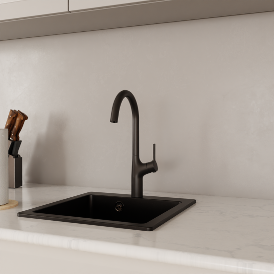 Смеситель кухонный Am Pm общая высота 37.8 цвет черный