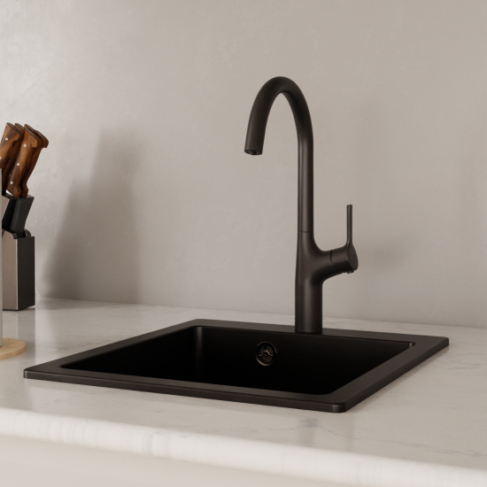 Смеситель кухонный Am Pm общая высота 37.8 цвет черный