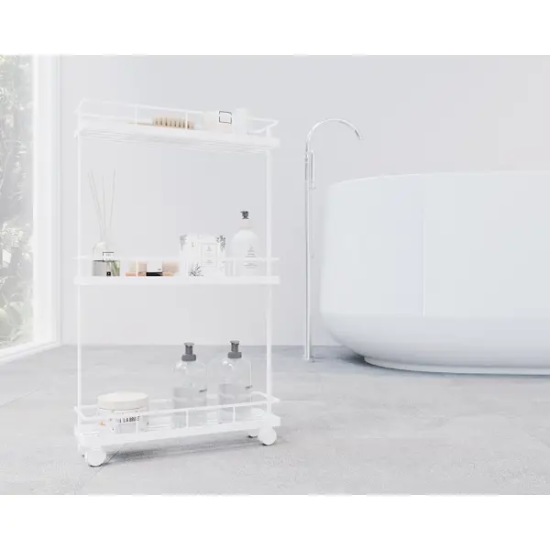 Стеллаж для ванной комнаты на колёсах Март 39x12x66 см цвет белый