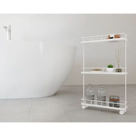 Стеллаж для ванной комнаты на колёсах Март 39x12x66 см цвет белый