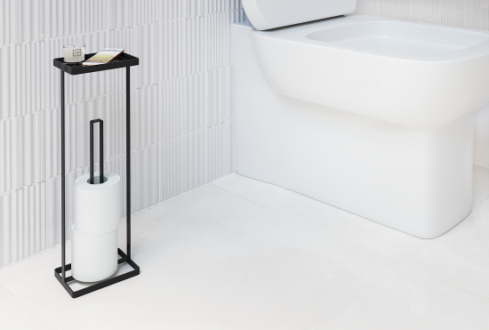 Держатель туалетной бумаги со столиком Март Island цвет чёрный