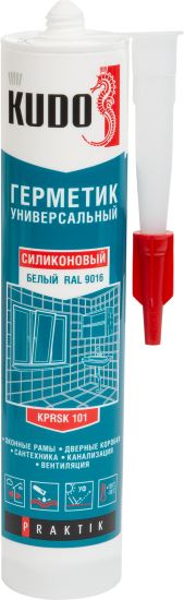 Герметик силиконовый Kudo Praktik уксусный универсальный белый 260 мл