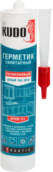 Герметик силиконовый Kudo Praktik санитарный уксусный белый 260 мл