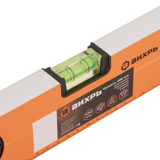 Уровень пузырьковый Вихрь 73/11/4/17 ударопрочный магнитный 3 глазка 400 мм