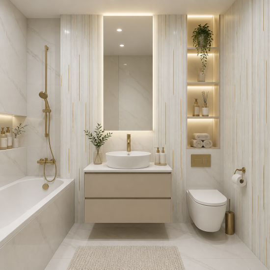 Стеновая панель ПВХ винтаж золотой 2700x250x5x5 мм 0.675 м²