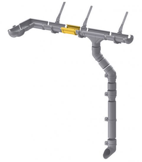 Соединение желоба Docke Lux пластиковое d140 мм шоколад RAL 8019