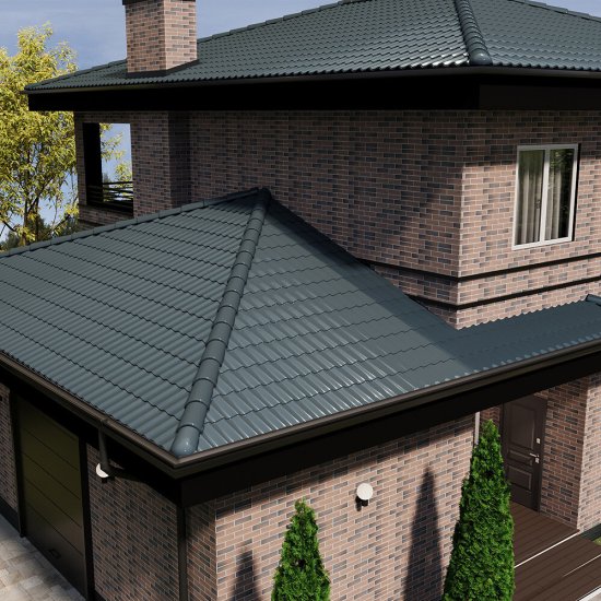 Металлочерепица 1,18х2,25 м 0,5 мм Grand Line Классик графитово-серая RAL 7024 satin