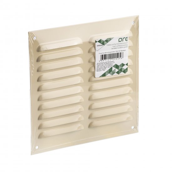 Решетка вентиляционная ORE 195x195 металлическая цвет бежевый