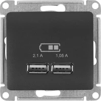 Розетка Systeme Electric Glossa USB встраиваемая цвет графитовый