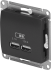Розетка Systeme Electric Glossa USB встраиваемая цвет графитовый