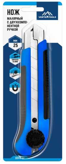 Нож строительный Vertextools 0044-02 двухкомпонентный корпус сегментное лезвие 25 мм