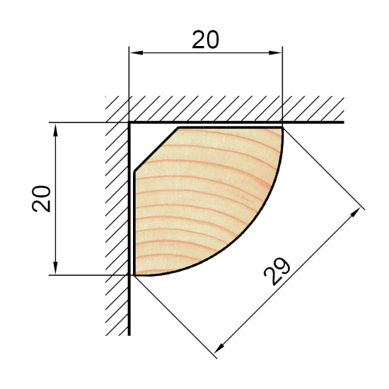 Раскладка фигурная деревянная сращенная РУ-20x20 20x20x1000 мм Сосна экстра