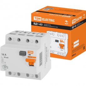 Узо TDM ELECTRIC ВД1-63 4Р, 16 А, 30 мА