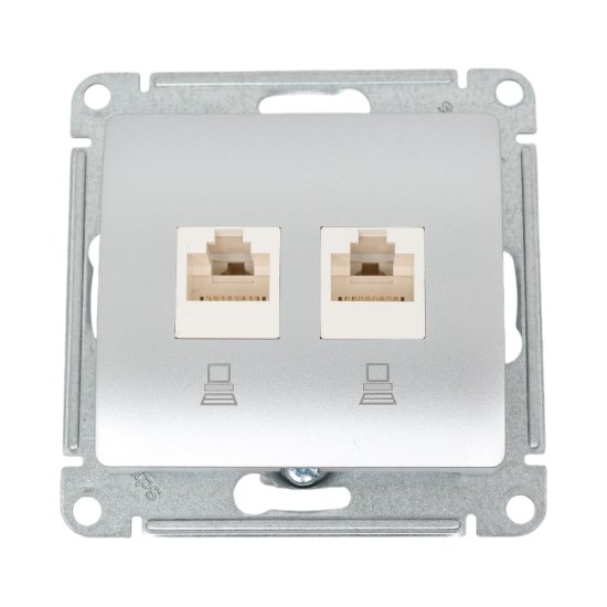 Двухместный механизм компьютерной розетки Systeme Electric GLOSSA