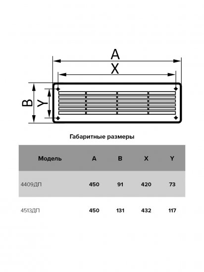 Решетка вентиляционная 450x91 бежевая