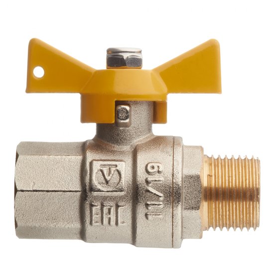 Кран шаровой газовый Valtec 1/2 ВР(г) х 1/2 НР(ш) бабочка (VT.278.N.04)