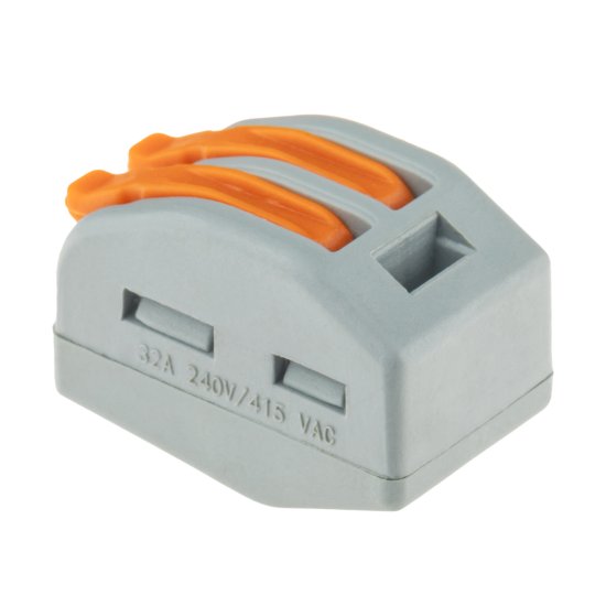 Клеммы соединительные монтажные с рычажком Duwi СМК 222-412 2-проводные 4мм² серые 20шт 26621 1