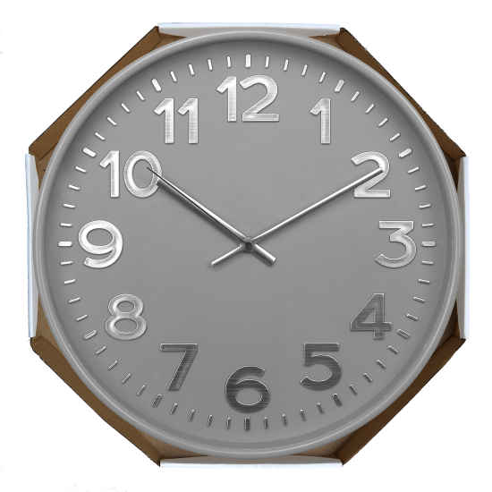 Настенные часы Troykatime, D30 см, пластик, цвет серый