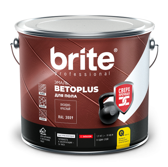 Эмаль для пола Brite Betoplus полуматовая цвет оксидно-красный 1.9 кг