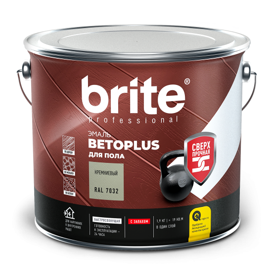 Эмаль для пола Brite Betoplus полуматовая цвет кремневый 1.9 кг