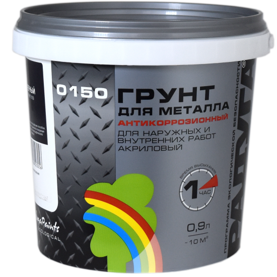 Грунтовка по металлу Радуга акриловая Р-150 черная 0.9 л