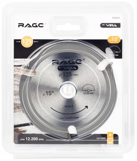 Диск отрезной по дереву Rage 3Т 125x22.2x4 мм