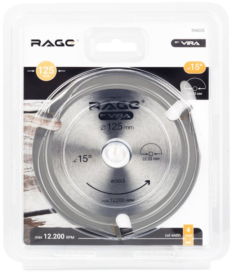 Диск отрезной по дереву Rage 3Т 125x22.2x4 мм