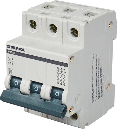 Автоматический выключатель Generica ВА47-29 3P C25 А 4.5 кА