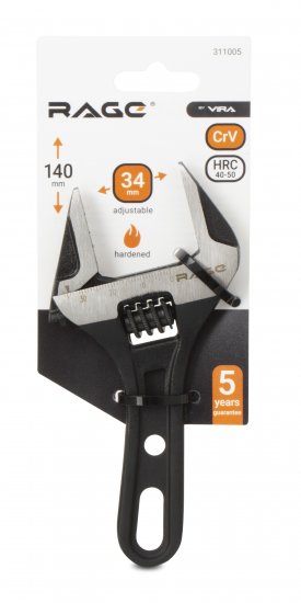 Ключ разводной с тонкими губками Rage 140 захват 34 мм, длина 140 мм