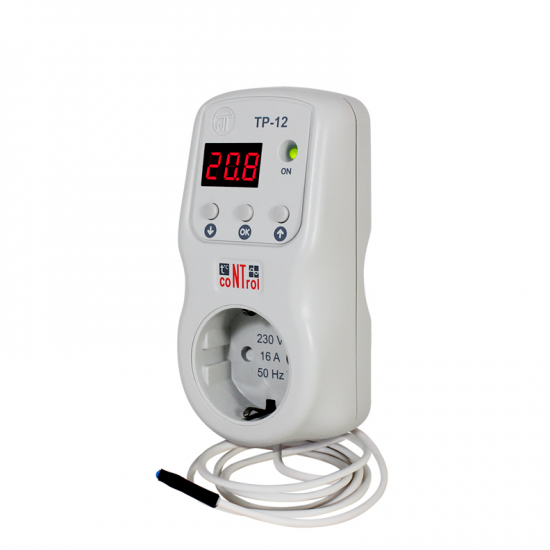 Терморегулятор в розетку Новатек ТР-12 цифровой программируемый 3600 Вт цвет белый
